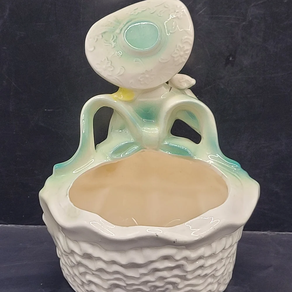 Vintage Rubens Originals Japan Southern Belle Planter Teal Gold 474M - Picture 3 of 6